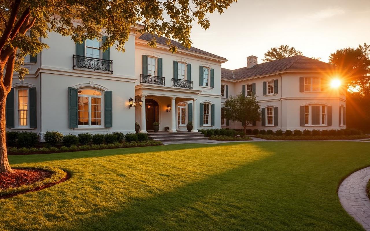 Classical premium residential estate at sunset